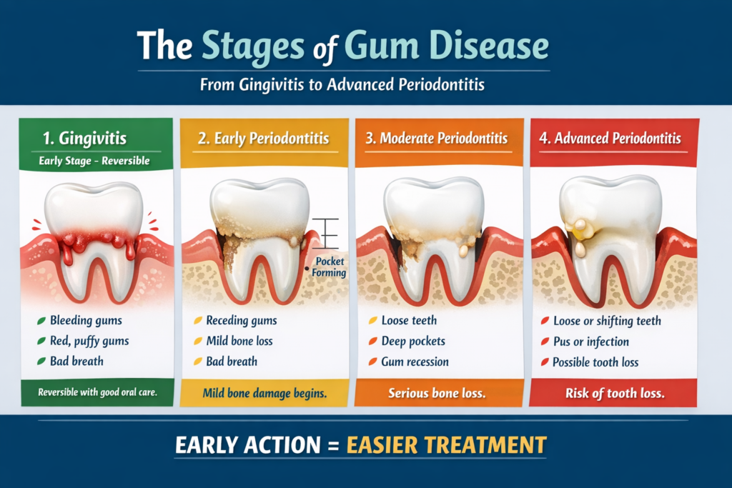 Our Bellevue dentist, Dr Vietnam Huynh, explaining stages of gum disease to a patient 